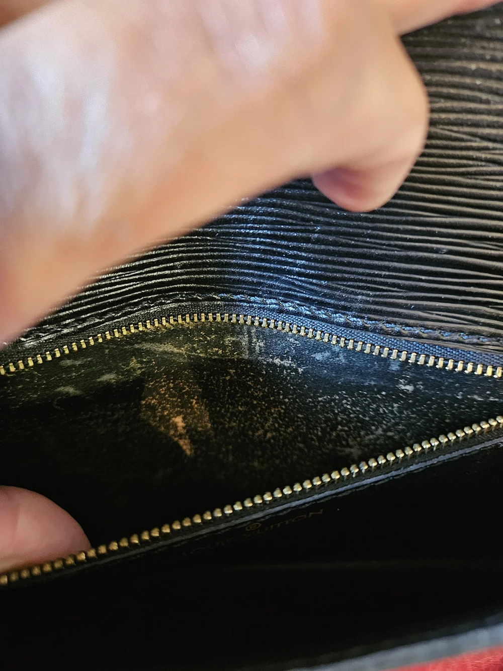 Louis Vuitton Black Epi Leather Monceau  Bag with Gold Hardware
